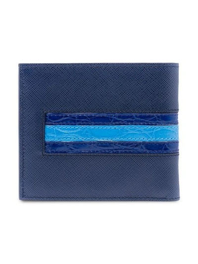 Shop Prada Saffiano Bifold Wallet In Blue