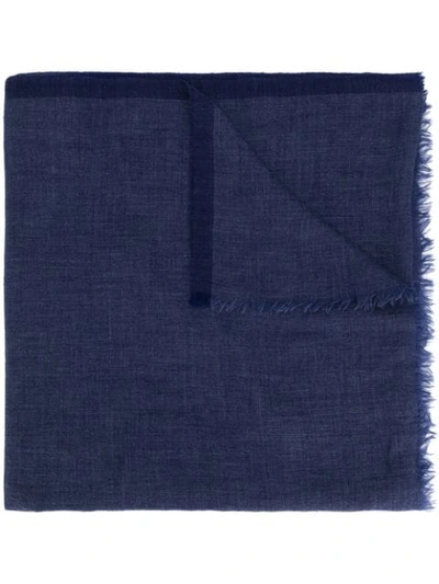 Shop Brunello Cucinelli Frayed Scarf In Blue