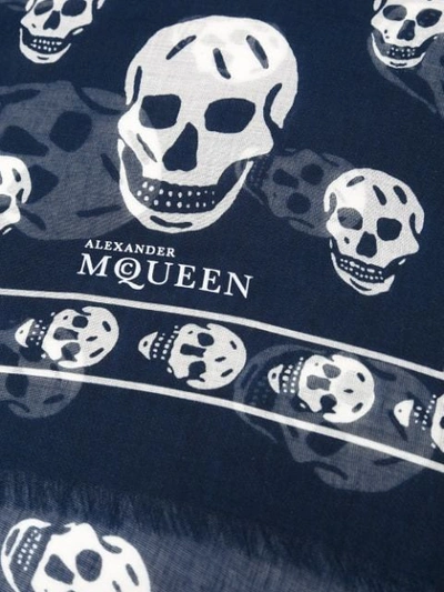 Shop Alexander Mcqueen 'skull' Scarf In Blue