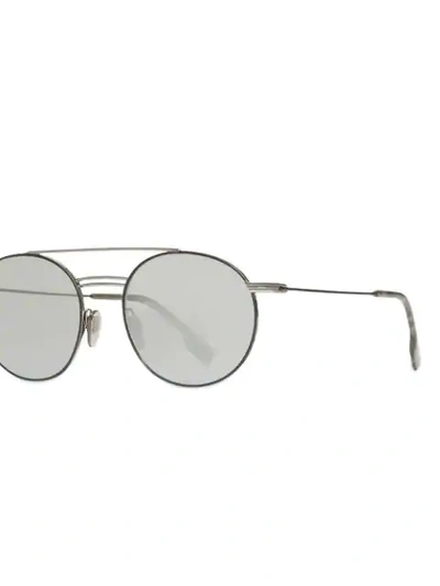 Shop Burberry Top Bar Detail Round Frame Sunglasses In Grey