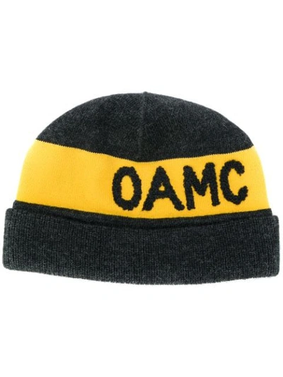 Shop Oamc Logo Beanie In Grey