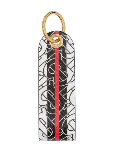 Shop Burberry Monogram Stripe E-canvas Key Ring In White