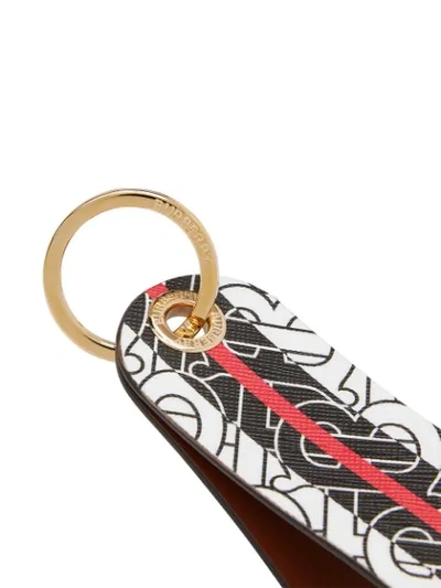 Shop Burberry Monogram Stripe E-canvas Key Ring In White