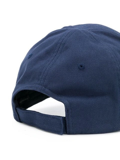 Shop Balenciaga Logo Cap In Blue