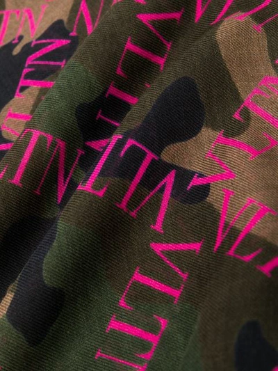 Shop Valentino Vltn Camouflage Scarf In Green