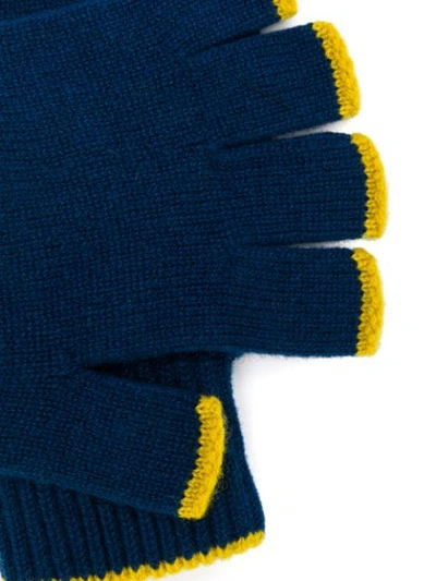 Shop Pringle Of Scotland Fingerless Gloves In Blue