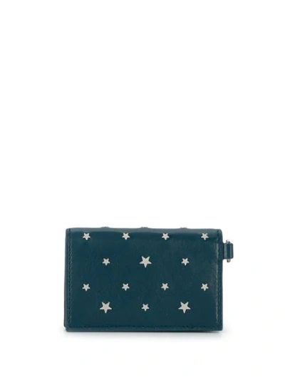 Shop Jimmy Choo Cliffy Studded Cardholder In Blue