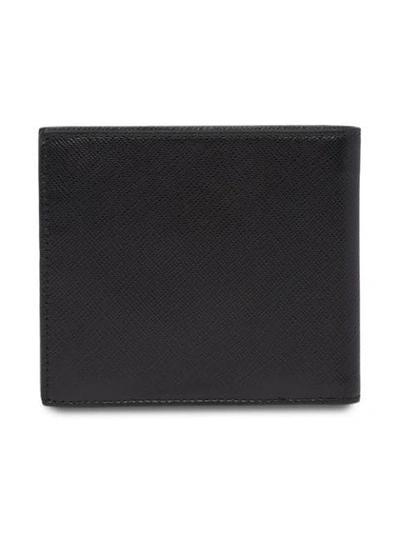 Shop Prada Saffiano Leather Wallet In F0575 Black + Cornflower Blue + Emerald
