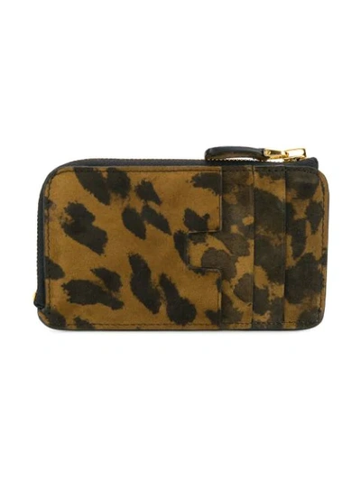 Shop Tom Ford Leopard Zip Wallet In Brown