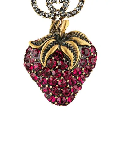 Shop Gucci Strawberry Drop Earrings In Gold