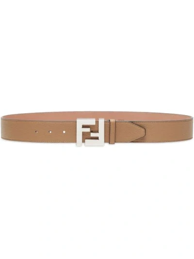 Shop Fendi Ff Buckle Belt In Neutrals