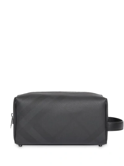 Shop Burberry London Check And Leather Pouch In Black