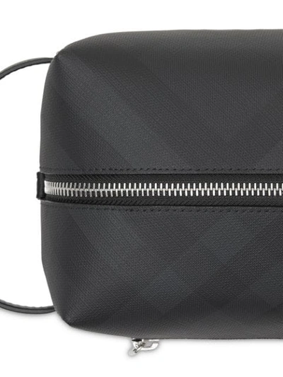 Shop Burberry London Check And Leather Pouch In Black