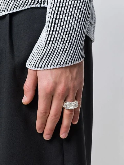 Shop Maison Margiela Chunky Chain Ring In Silver