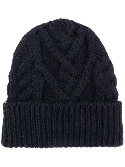 Shop Thom Browne Aran Cable Hat In Blue