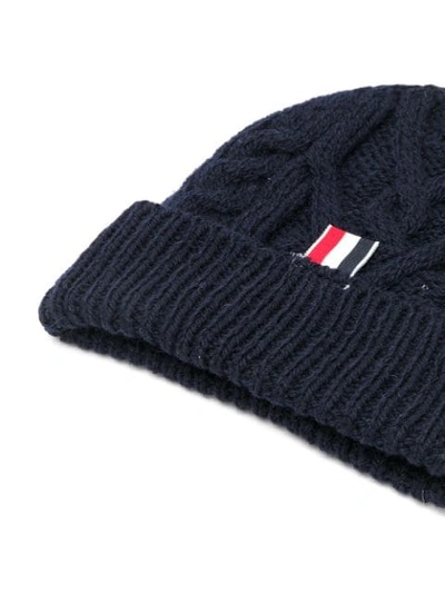 Shop Thom Browne Aran Cable Hat In Blue