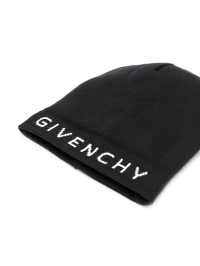 Shop Givenchy Dual Logo Beanie In Black
