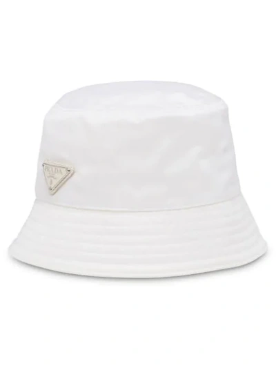 Shop Prada Logo-plaque Bucket Hat In White