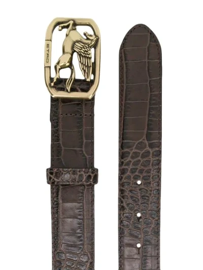 Shop Etro Pegaso Belt In Brown