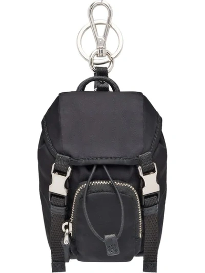 Shop Prada Backpack Key Trick In Black