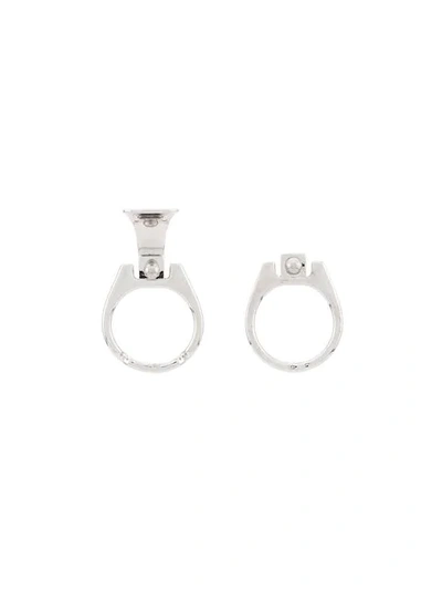 Shop Raf Simons Silver Ring Earrings