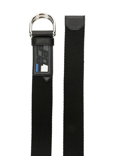 Shop Prada D-ring Logo Belt In Black