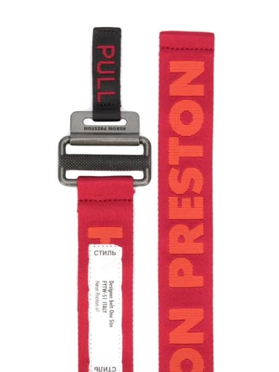Shop Heron Preston Logo Print Tape Belt In Red