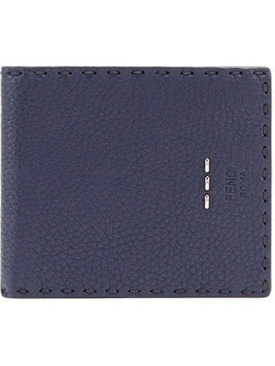 Shop Fendi Bifold Selleria Wallet In Blue