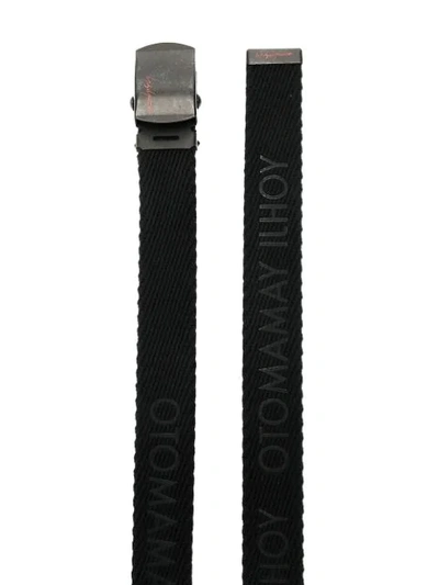 Shop Yohji Yamamoto Logo Embossed Belt In Black