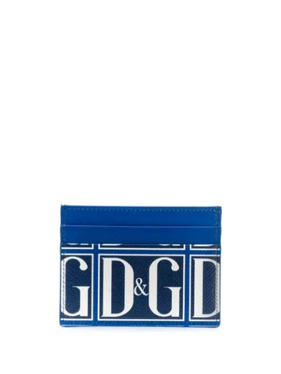 Shop Dolce & Gabbana Logo Print Cardholder In Blue
