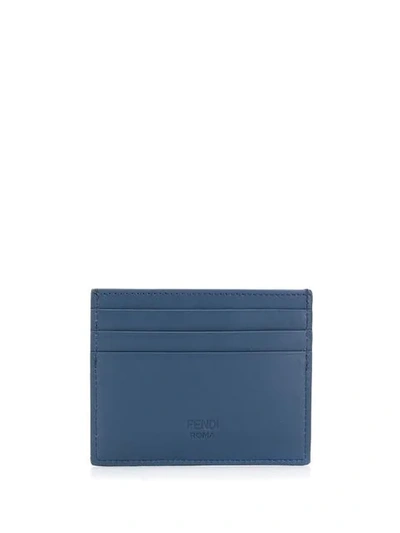 Shop Fendi Logo Print Card Holder In Blue