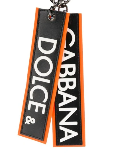 Shop Dolce & Gabbana Logo Tag Keyring In Orange