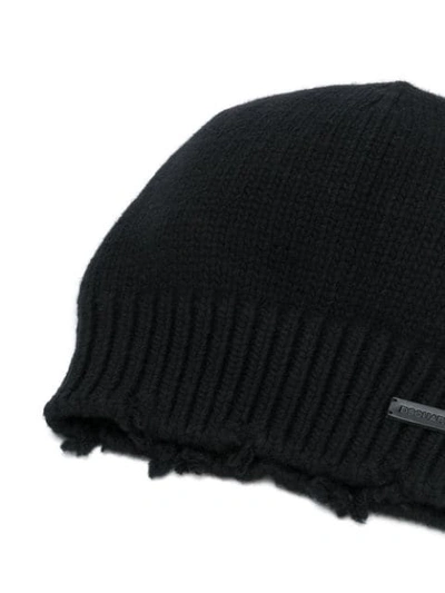 Shop Dsquared2 Distressed Knit Beanie - Black