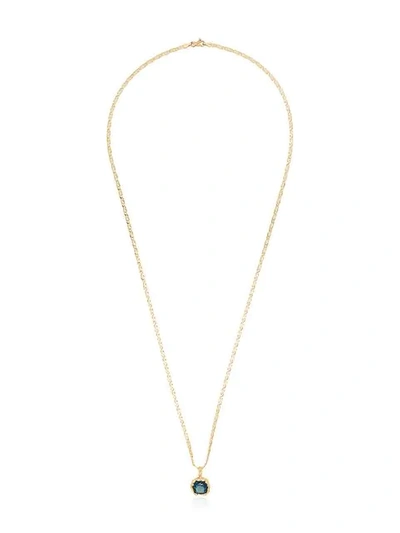 Shop Anais Rheiner Oval Topaz 18k Gold Chain Necklace In Blue