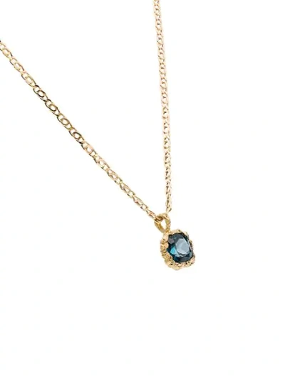 Shop Anais Rheiner Oval Topaz 18k Gold Chain Necklace In Blue