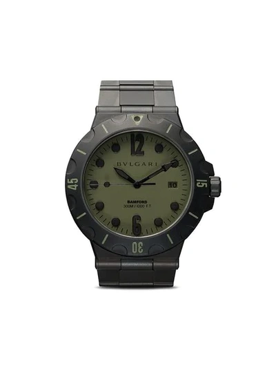 Shop Bamford Watch Department Bamford Customised Bulgari 'diagono' Taucheruhr - Black And Khaki