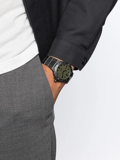 Shop Bamford Watch Department Bamford Customised Bulgari 'diagono' Taucheruhr - Black And Khaki