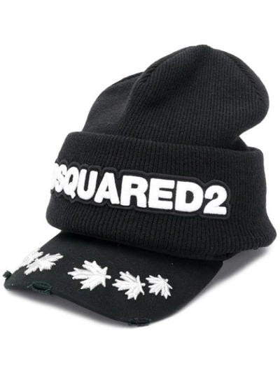 Shop Dsquared2 Logo Beanie Cap In Black