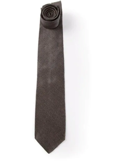 Shop Versace Vintage Ribbed Tie - Grey
