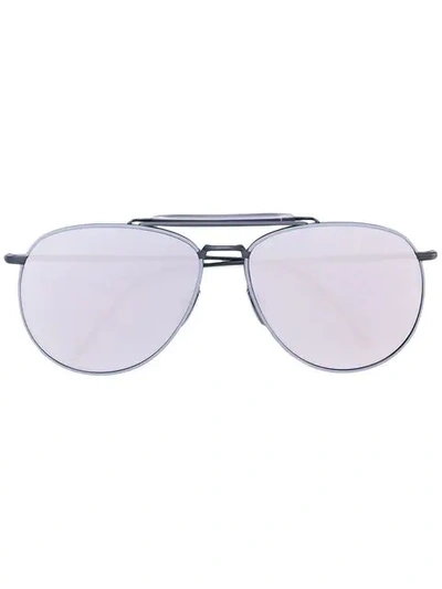 Shop Thom Browne Mirror Aviator Sunglasses In Grey