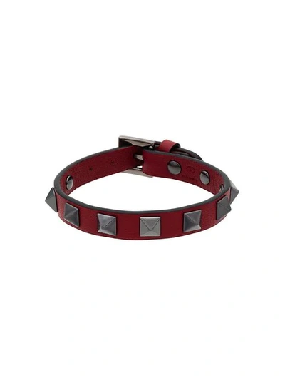 Shop Valentino Garavani Rockstud Bracelet In Red