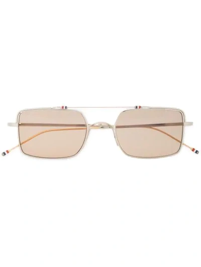 Shop Thom Browne Square Aviator Sunglasses In Silver