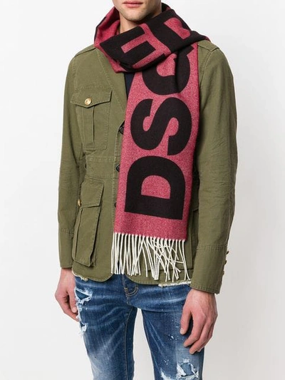 Shop Dsquared2 Logo Jacquard Scarf In Red
