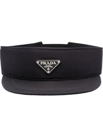 Shop Prada Logo Plaque Visor In Black