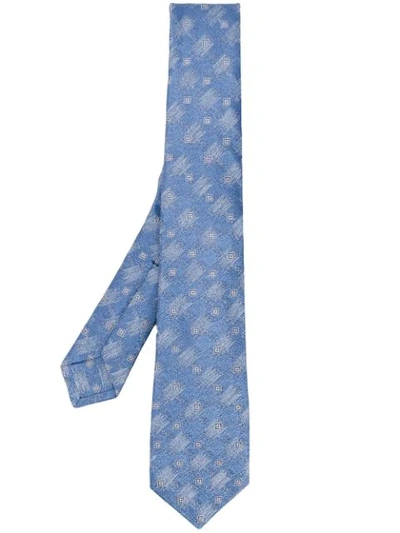 Shop Kiton Square Patterned Tie In Blue