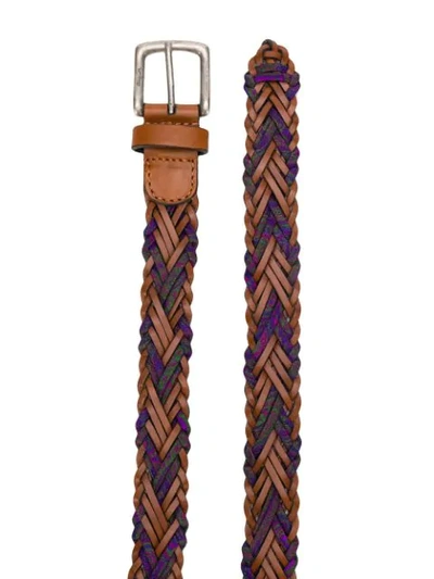 Shop Etro Paisley Print Woven Belt In Brown