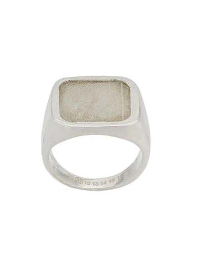 Shop Maison Margiela Feather Signet Ring In Silver