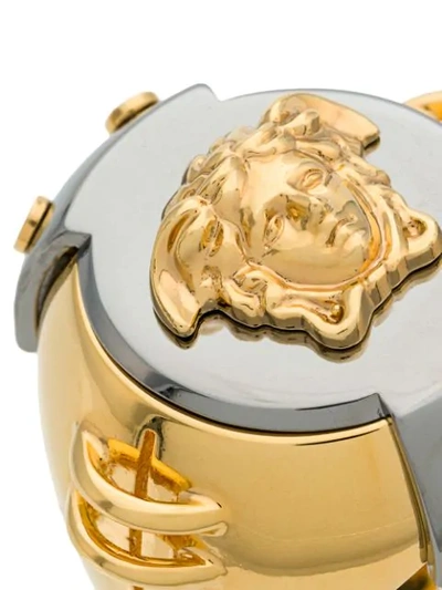 Shop Versace Armour Medusa Ring In Metallic