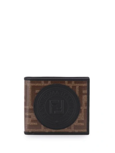 FENDI FF MONOGRAM CARD HOLDER - 棕色