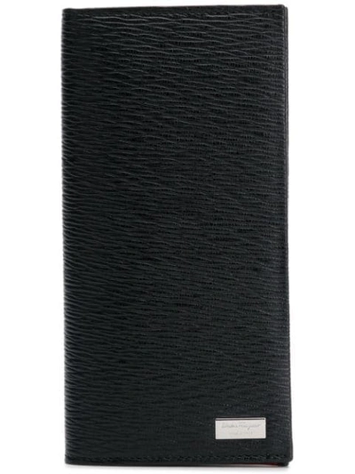Shop Ferragamo Salvatore  Textured Foldover Wallet - Black